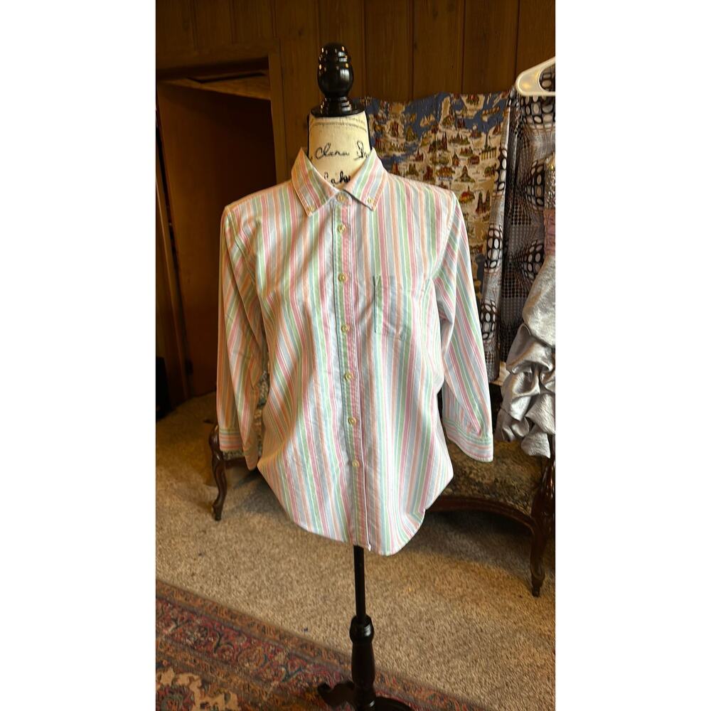 vintage 90s LL bean pastel rainbow blouse